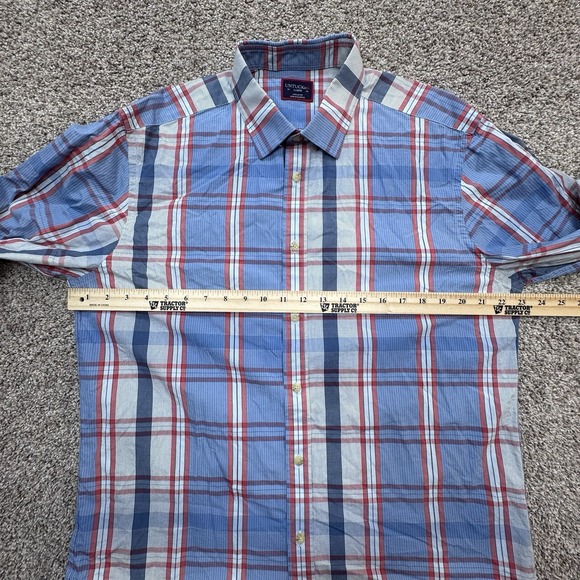 Untuckit Shirt Mens Large Blue Plaid Long‎ Sleeve Button Up Cotton - Picture 5 of 7